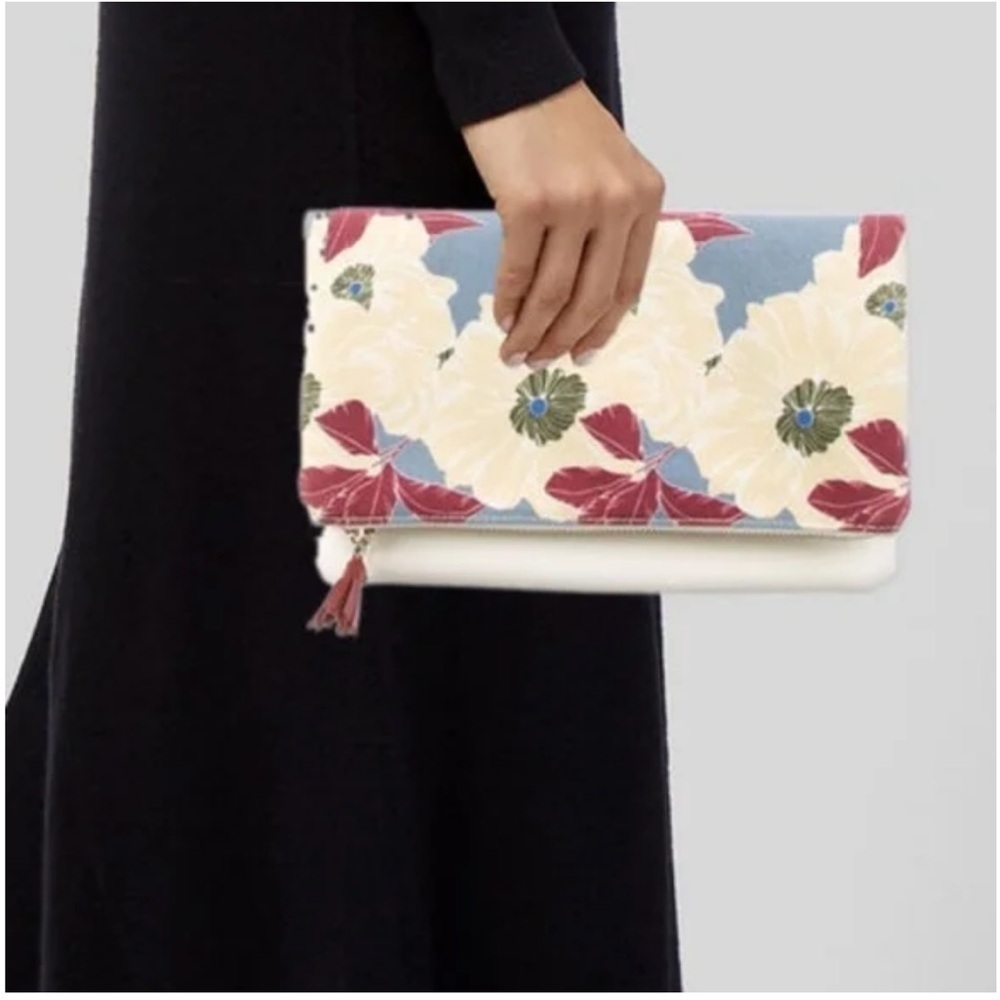 Rachel Pally Cream Pouch with Red Tassel